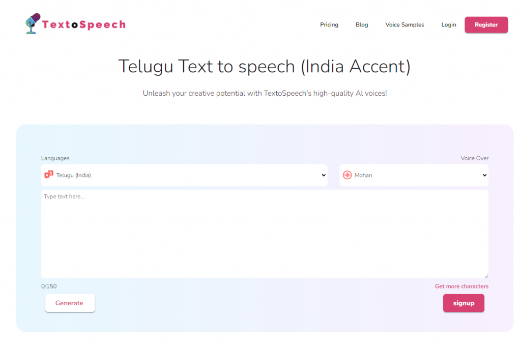 text to speech 10000 words in telugu