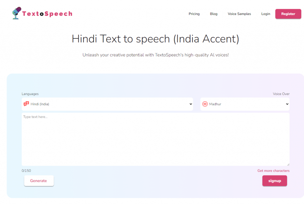 Hindi Text to speech (India Accent)

